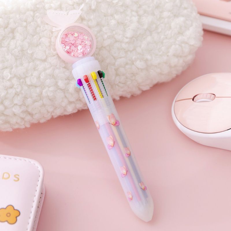 Bút bi bấm 10 màu họa tiết đẹp cute