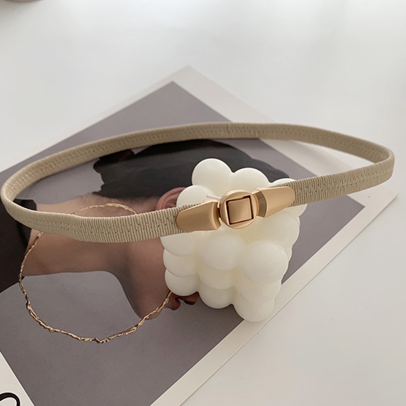 Thắt Lưng Da PU Màu Trơn Phối Khóa Vàng Thời Trang Cho Nữ