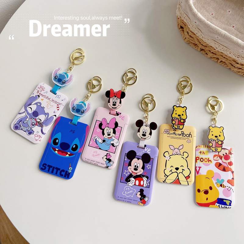 Ví Đựng Thẻ ID / Xe Buýt / Thẻ Ngân Hàng Hình Chuột Mickey / Winnie the Pooh / Stitch Dễ Thương Có Thể Kéo Dài