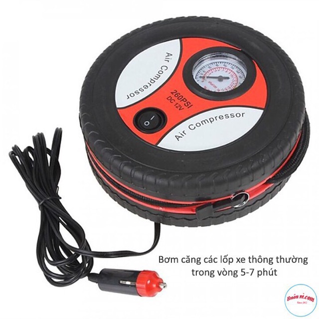 Bơm lốp ôtô 12V chuyên dụng hình bánh xe