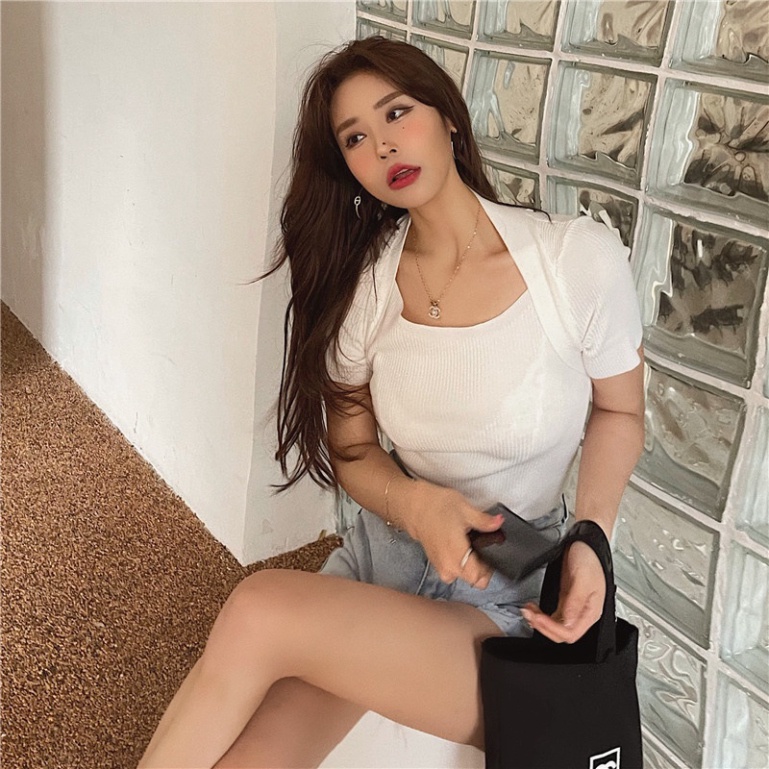 Áo len tăm dài tay LUHAZO cổ vuông dệt kim dài tay Quảng Châu Cao Cấp N-15 G-21