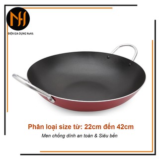 Chảo trơn chống dính sâu lòng 2 quai công nghệ Hàn Quốc đủ size chọn từ 22cm đến 42cm, Hàng y hình