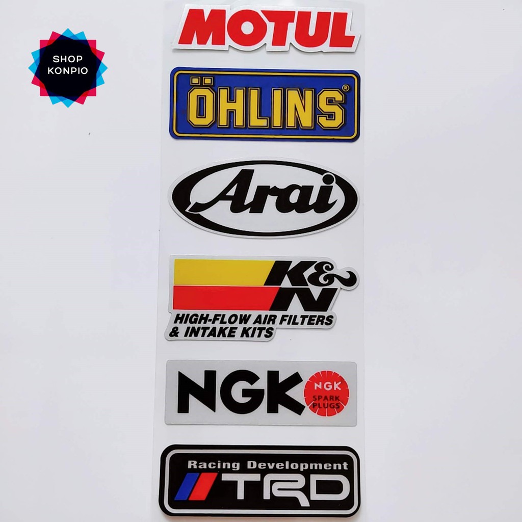 Bộ Tem Sticker Phản Quang Ohlins Motul Arai Cao Cấp Dán Xe Máy, Ô Tô, Mũ Bảo Hiểm, Chống Thấm Nước, Chống Bay Màu