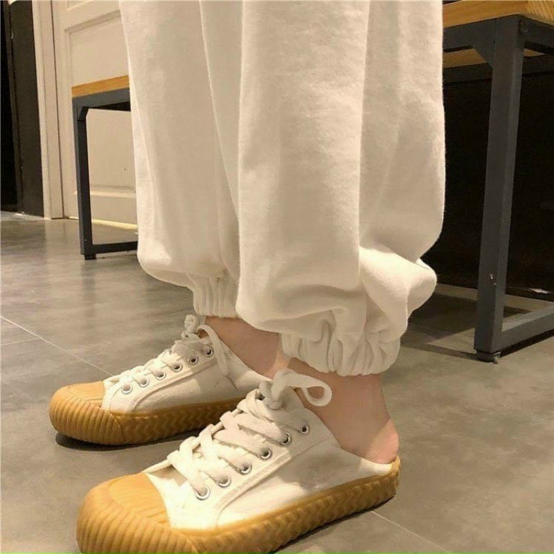 quần jogger nỉ da cá thêu chữ