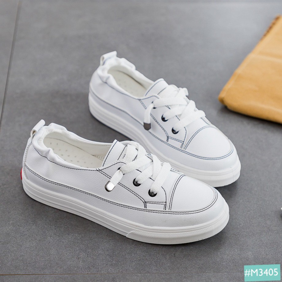 ( Hàng Đẹp ) Giày Bata Nữ Trắng Slip On MINSU M3405 Phong Cách Giày Thể Thao Sneaker Lười Nữ Hàn Quốc Tối Giản Khi Mix Đ