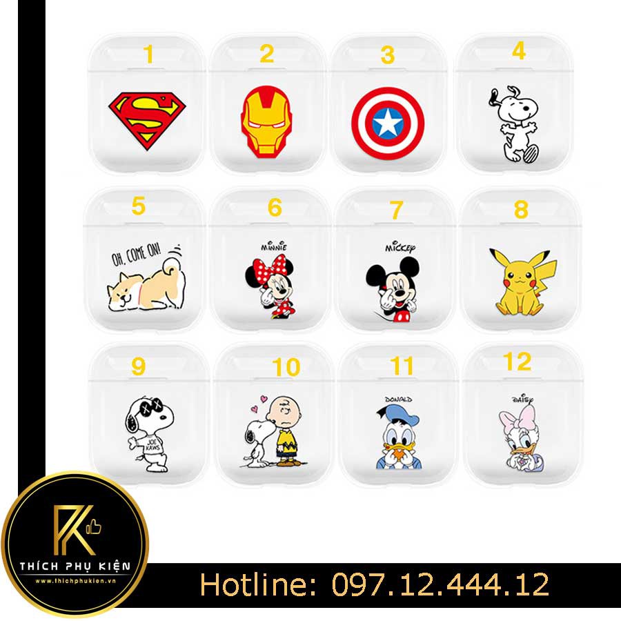 Case AirPods 1-2 Trong Suốt Hình / Hộp đựng tai nghe AirPods 1-2