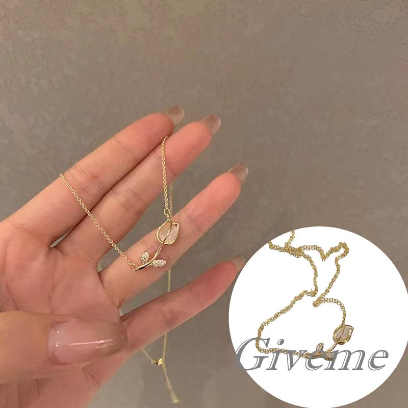 Vòng cổ Mặt Hoa Tulip Thời Trang Cao Cấp Sang Trọng Cho Nữ