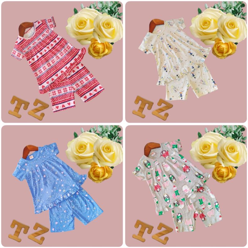 (10-28kg) Bộ babydoll quần lửng ngố cho bé gái thun cotton borip