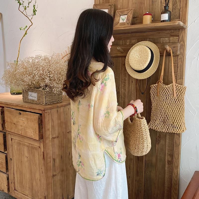 Áo hoa AH19 chất mát hàng quảng châu S/2XL