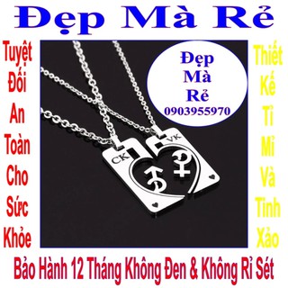 Dây chuyền trang sức em và tôi biểu tượng nam nữ khắc chữ CK / VK - Giá bán trên là 1 cặp = 2 sợi