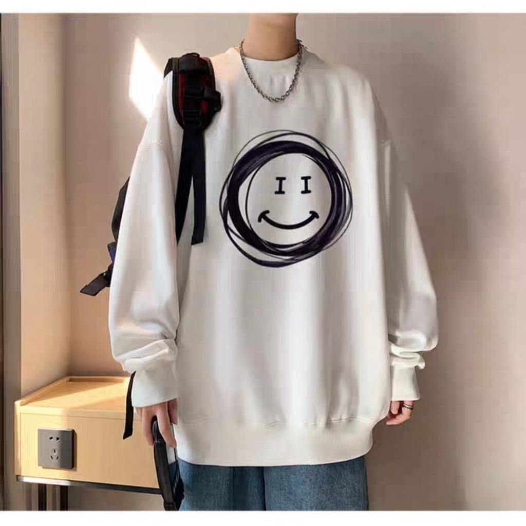 Áo sweater nam nữ, Áo nỉ nam nữ form rộng nam nữ Cotton oversize form rộng hoạ tiết mặt cười AMZ2 | BigBuy360 - bigbuy360.vn
