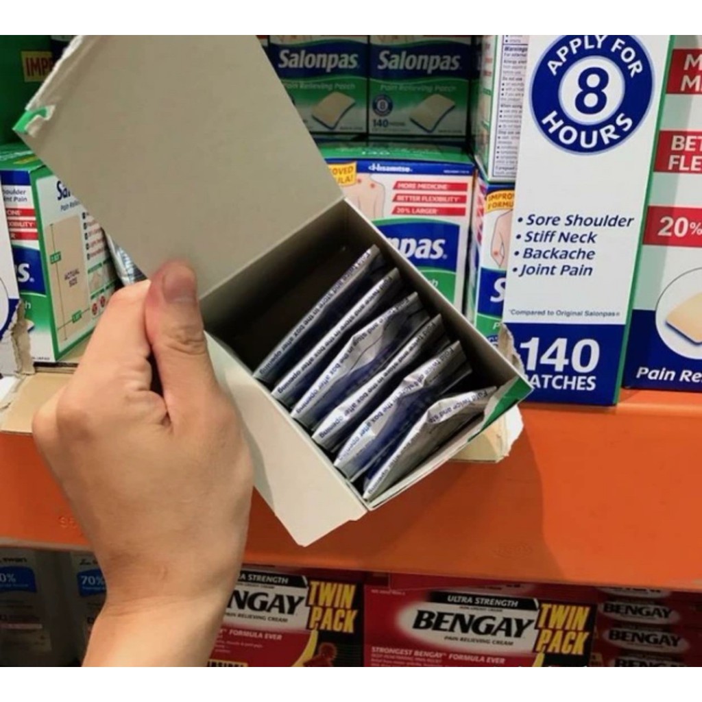 [HỘP 140 MIẾNG] MIẾNG DÁN SALONPAS MỸ 7 GÓI x 20 MIẾNG (HÀNG COSTCO USA)