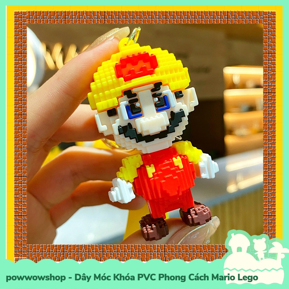 [Sẵn VN - Hỏa Tốc] Dây Móc Khóa PVC Kiểu Dáng Nhân Vật Game Super Mario Phong Cách Lego