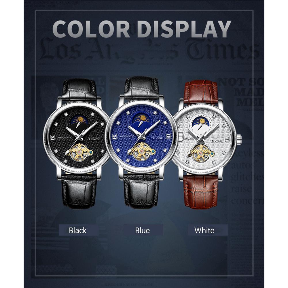 TEVISE T612 Luminous Automatic Mechanical Watches with Leather Strap