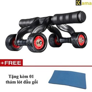 Con lăn tập bụng gym 4 bánh-tặon ng miếng thảm= con lăn tập cơ bụng dùng cho cả vđv CLB -9090