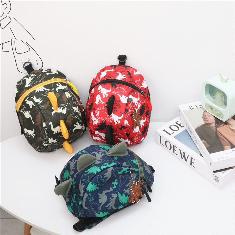 Balo vải canvas chống lạc in hình khủng long dễ thương cho bé