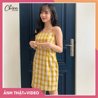 Váy 2 Dây 🛑FREESHIP🛑 Váy 2 Dây Kẻ Caro [ẢNH THẬT + VIDEO]