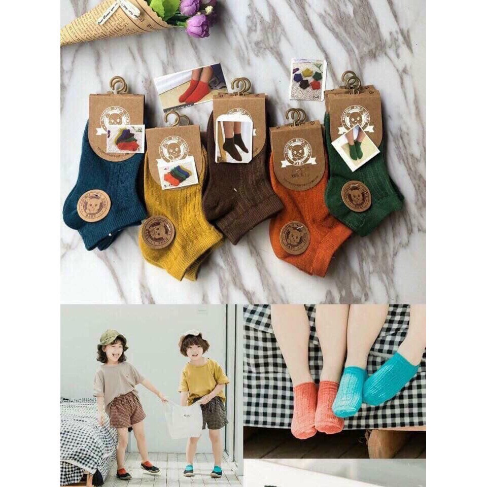 Set 5 Đôi Tất Len Gân Cổ Ngắn Chất Liệu Cao Cấp Cho Bé