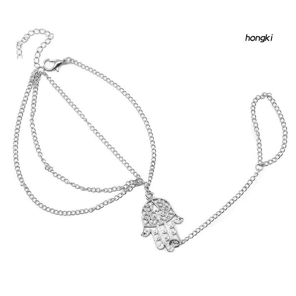 Vòng tay phối nhẫn mặt hình bàn tay hamsa độc đáo thời trang cho nữ