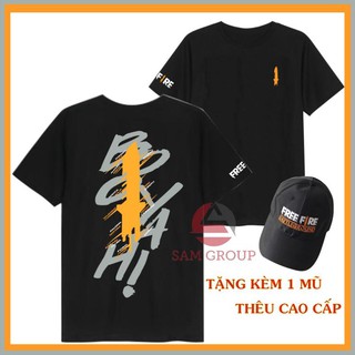 Mua 1 áo thun đen Free Fire in hình Booyah tặng 1 mũ Free Fire cực chất