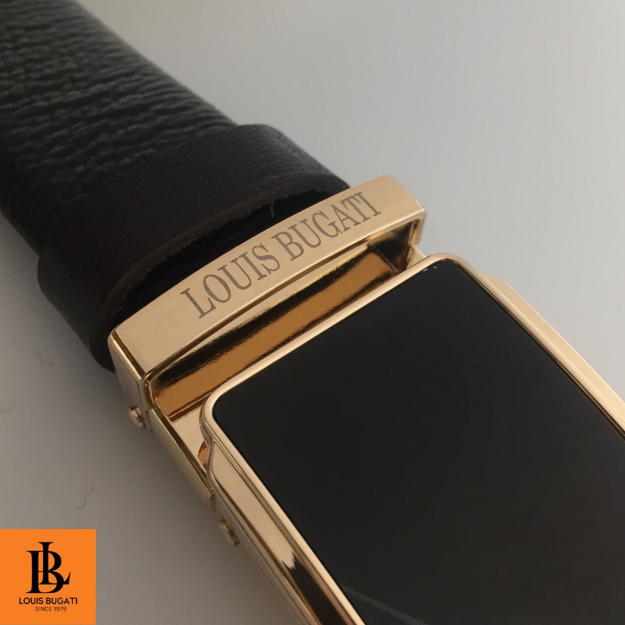 Thắt lưng da bò cao cấp chính hãng LOUIS BUGATI LBDM02 dây da ba lớp bảo hành 12 tháng