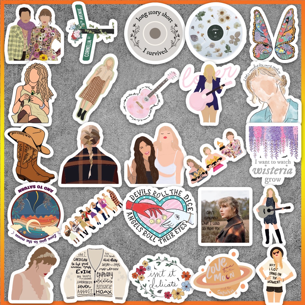 Set 50 cái Sticker Taylor Swift chống nước, hình dán ca sĩ Taylor Swift, decal Taylor Swift trang trí điện thoại, laptop