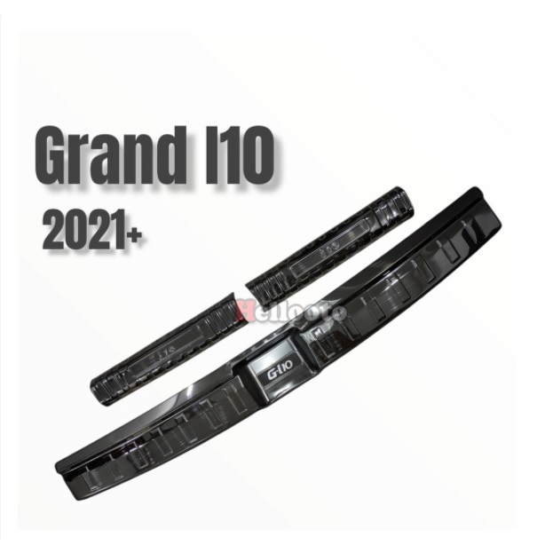 Ốp chống trầy cốp trong, ngoài xe Hyundai Grand i10 2021-2022, vân Titan cao cấp