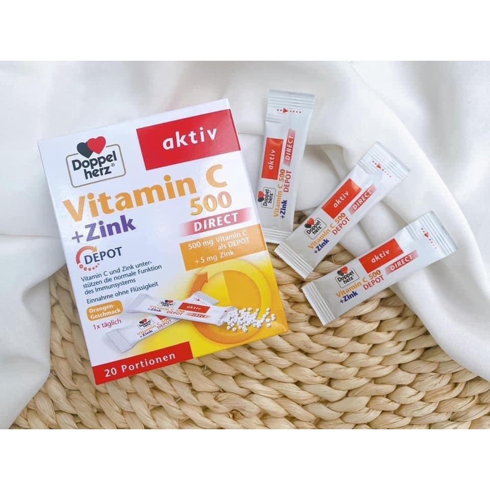 Viên bổ sung vitamin C ⚡ CAM KẾT HÀNG CHUẨN ⚡ Vitamin C 500 DIRECT + Zink Giúp Tăng Cường Đề Kháng - Hàng nội địa Đức