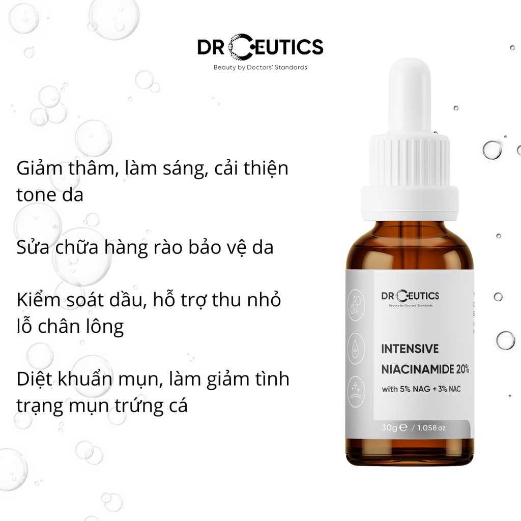 Tinh chất Niacinamide DrCeutics Intensive Niacinamide 20% Mờ Thâm Sáng Da (30g)