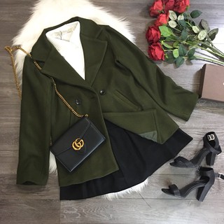 ÁO VEST DẠ TÚI CHÉO  CAO CẤP MÀU  XANH RÊU AV 01