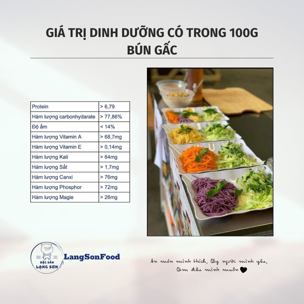 Bún gạo khô giảm cân eat clean ăn kiêng làm từ gấc LangSonFood giàu dinh dưỡng sạch chuẩn gói 500g