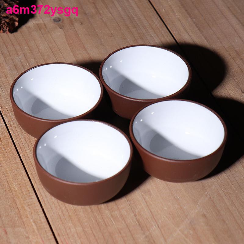 Yixing Zisha Bộ Chén) Tách nhỏ màu tím cát Kungfu trà miệng thẳng 8 chiếc