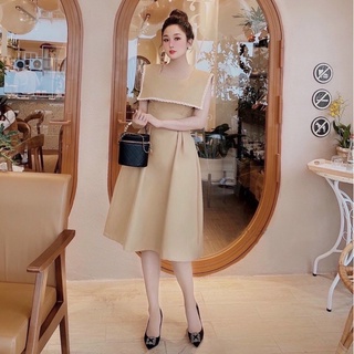 Đầm váy kem viền ren cổ (kèm hình thật)