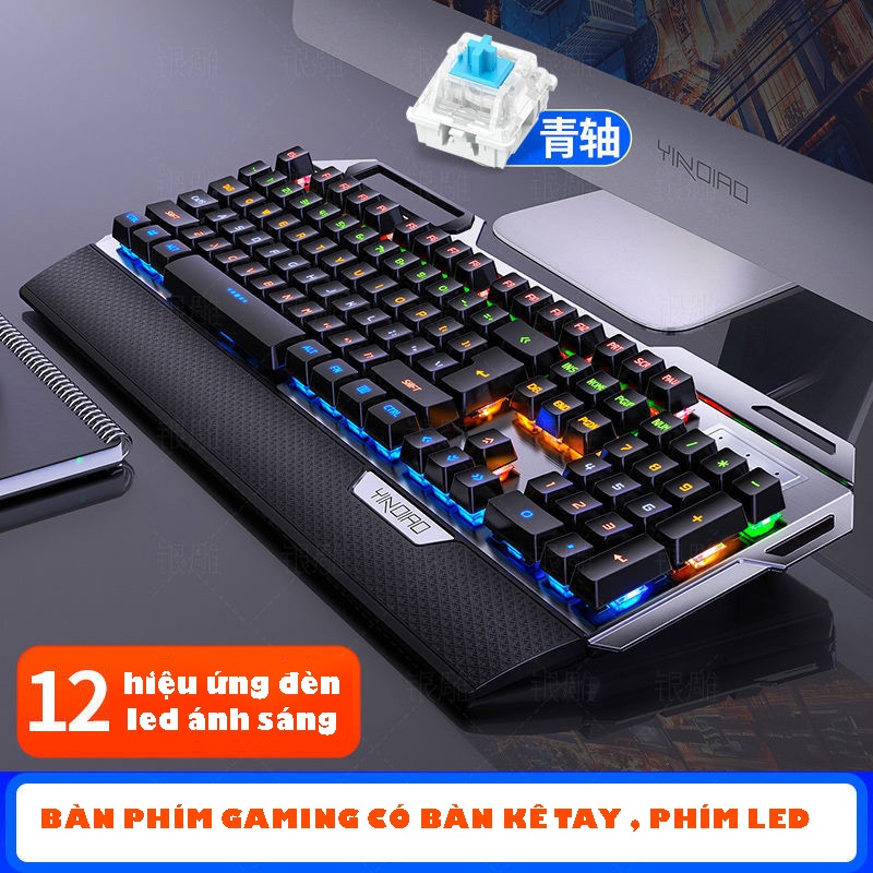 Bàn phím cơ Blue Switch giá rẻ BUZZ TECH keyboard yindiao K100 cổng kết nối usb có đèn LED RBG