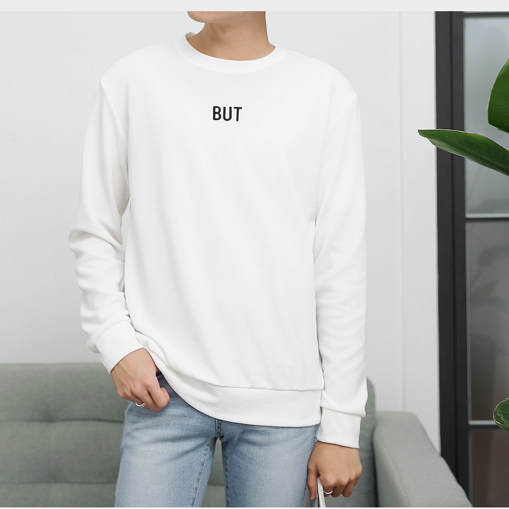 Áo Sweater Nam Nữ unisex phong cách Hàn Quốc in chữ BUT, Chất nỉ cá sấu - Quà tặng ngẫu nhiên HD06