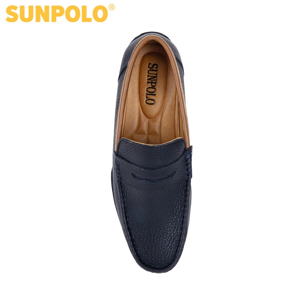 Giày mọi nam da bò SUNPOLO Xanh Navy MU2588