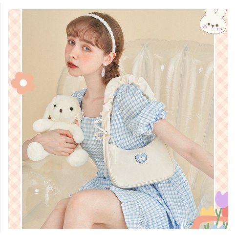 Túi đeo vai dây rút họa tiết thỏ dễ thương thời trang sành điệu cho nữ