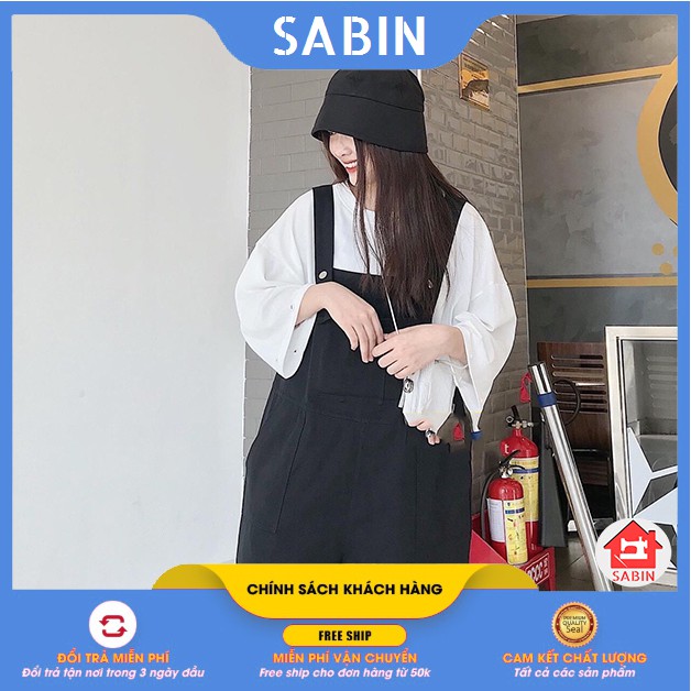 [BÁN SỈ] Quần yếm đùi kaki 2 Màu ống rộng Unisex đi chơi mặc nhà FREE SIZE DƯỚI 65KG - Quần baggy nữ SABI SHOP | BigBuy360 - bigbuy360.vn