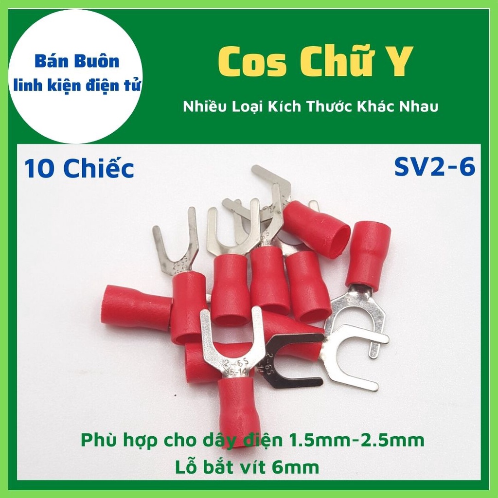 Đầu cos chữ y, cos kẹp dây  Đủ loại (10 chiếc)