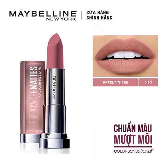 Son Lì Mềm Môi Màu Nude Maybelline Powder Matte MNU06 Barely There 3.9g