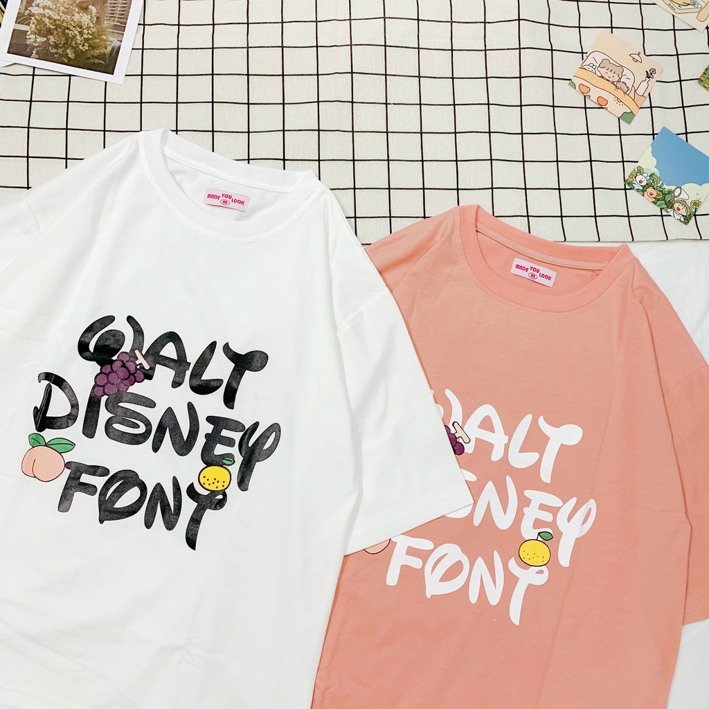 Áo thun tay lỡ  WALT DISNEY FONT  phông Unisex nam nữ tee oversize form rộng pull Ulzzang Streetwear Hàn Quốc vải mềm