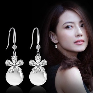 Bông tai bạc pha lê hoa - b1108