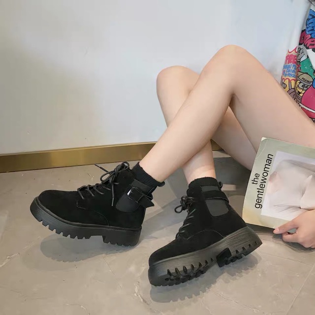 [ORDER 15-20 NGÀY] Boots da cao cổ nữ cài quai phần cổ giày | WebRaoVat - webraovat.net.vn