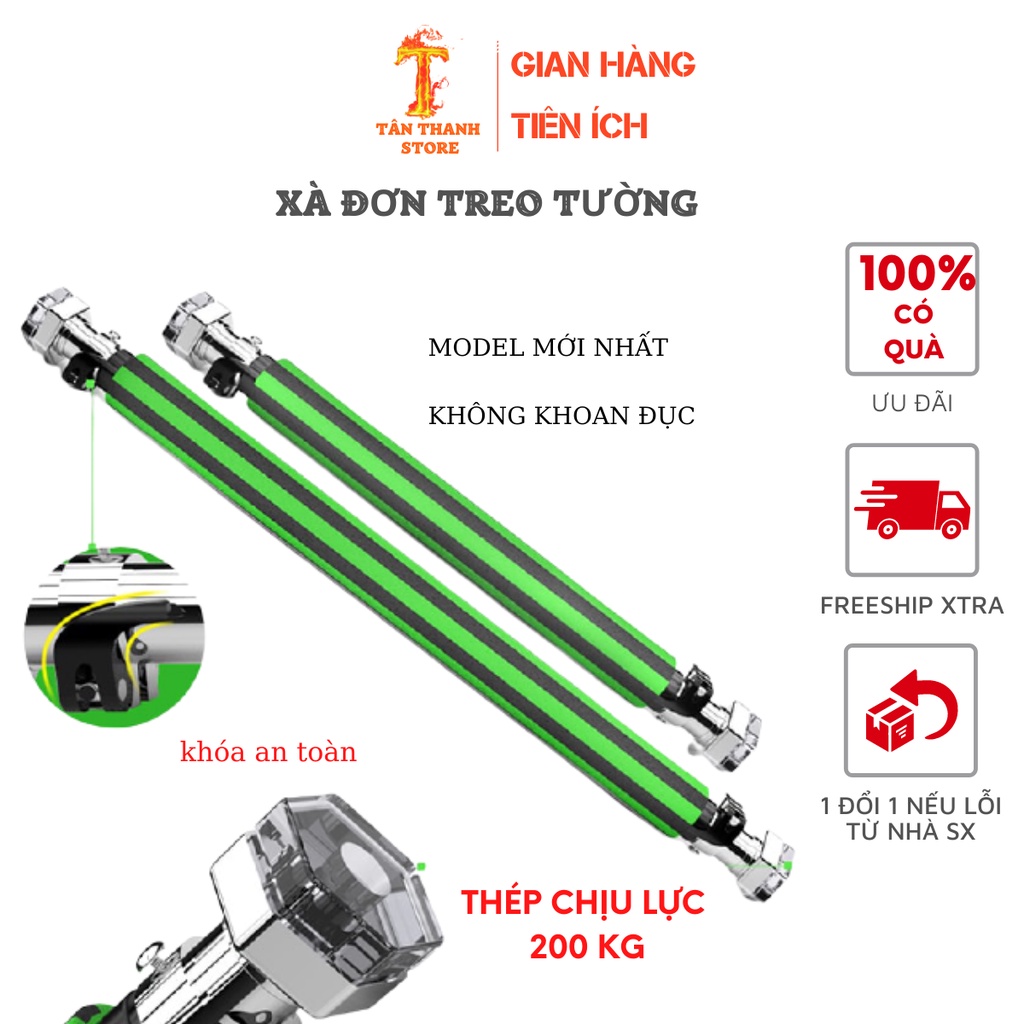 Xà Đơn Gắn Cửa Đa Năng Chống XoayXà Đơn Treo Tường Tùy Chỉnh Kích Thước Không Cần Bắt Vít [Chuyên sỉ]