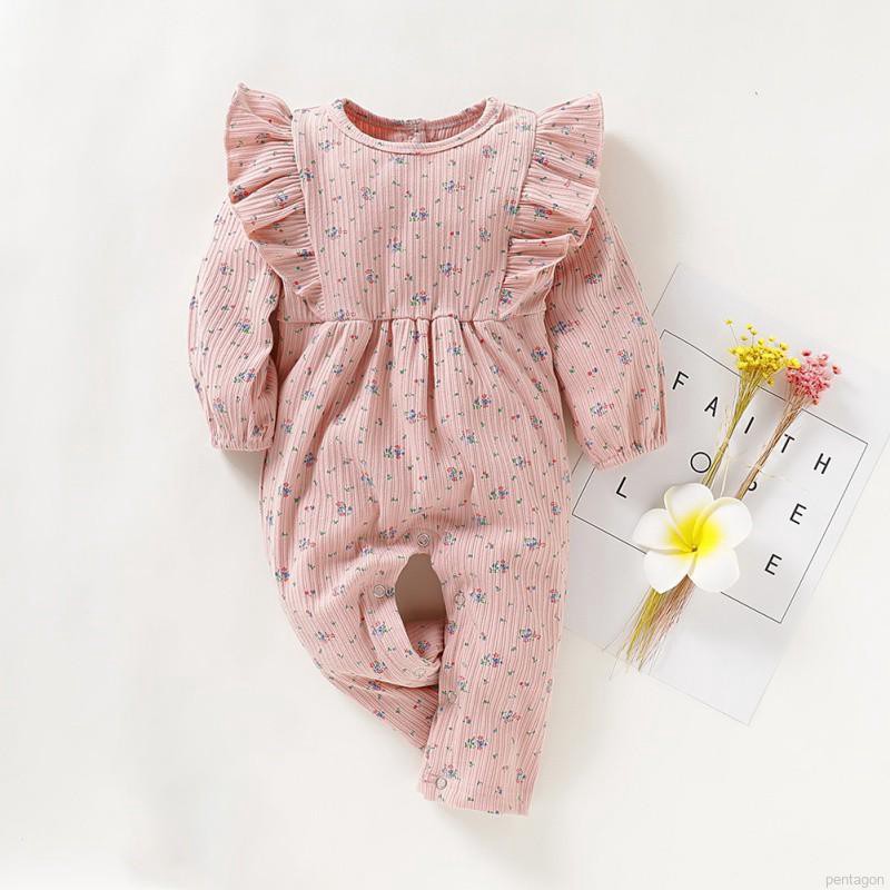 Jumpsuit tay dài hoạ tiết hoa cho bé gái