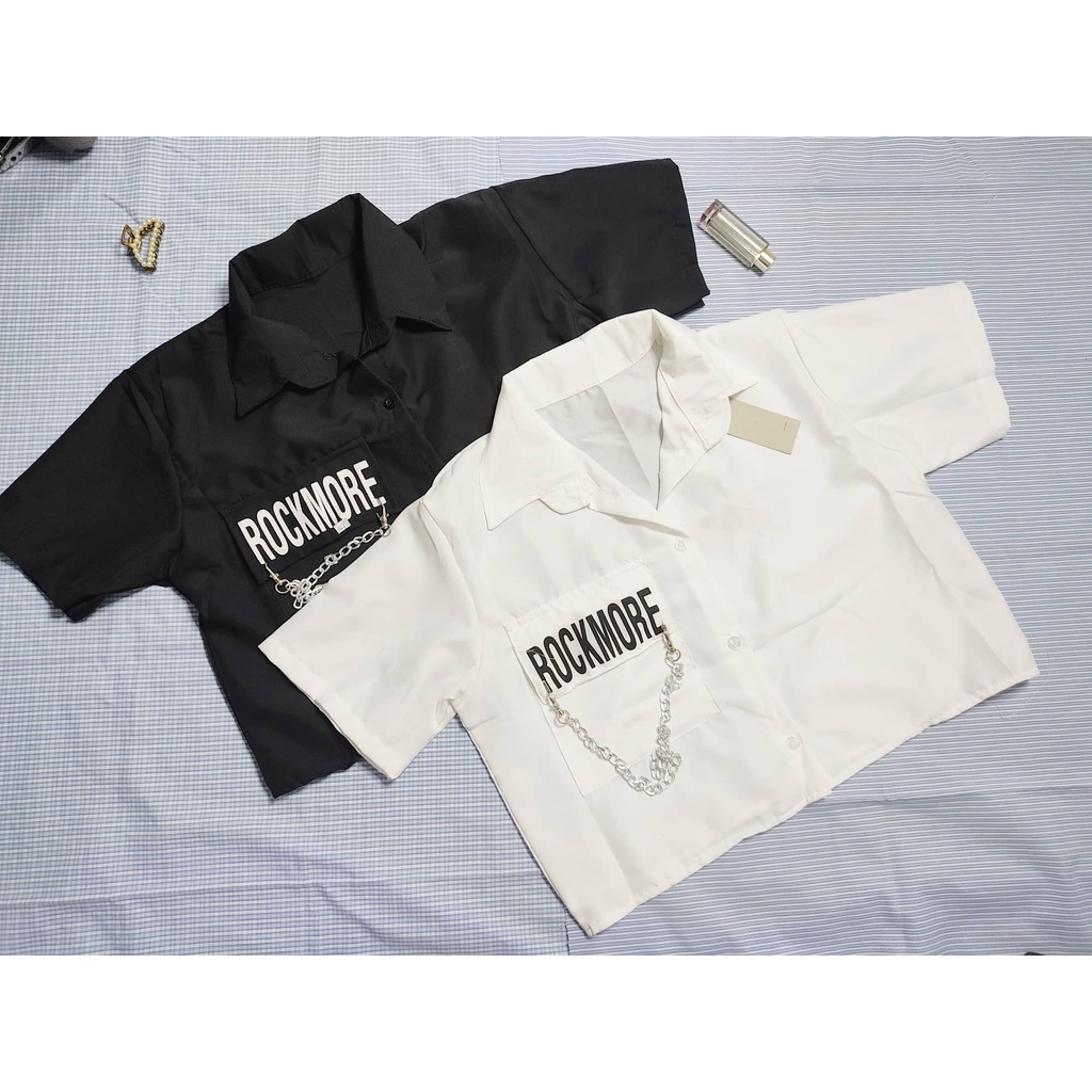 Áo Sơ Mi Croptop Dây Xích
