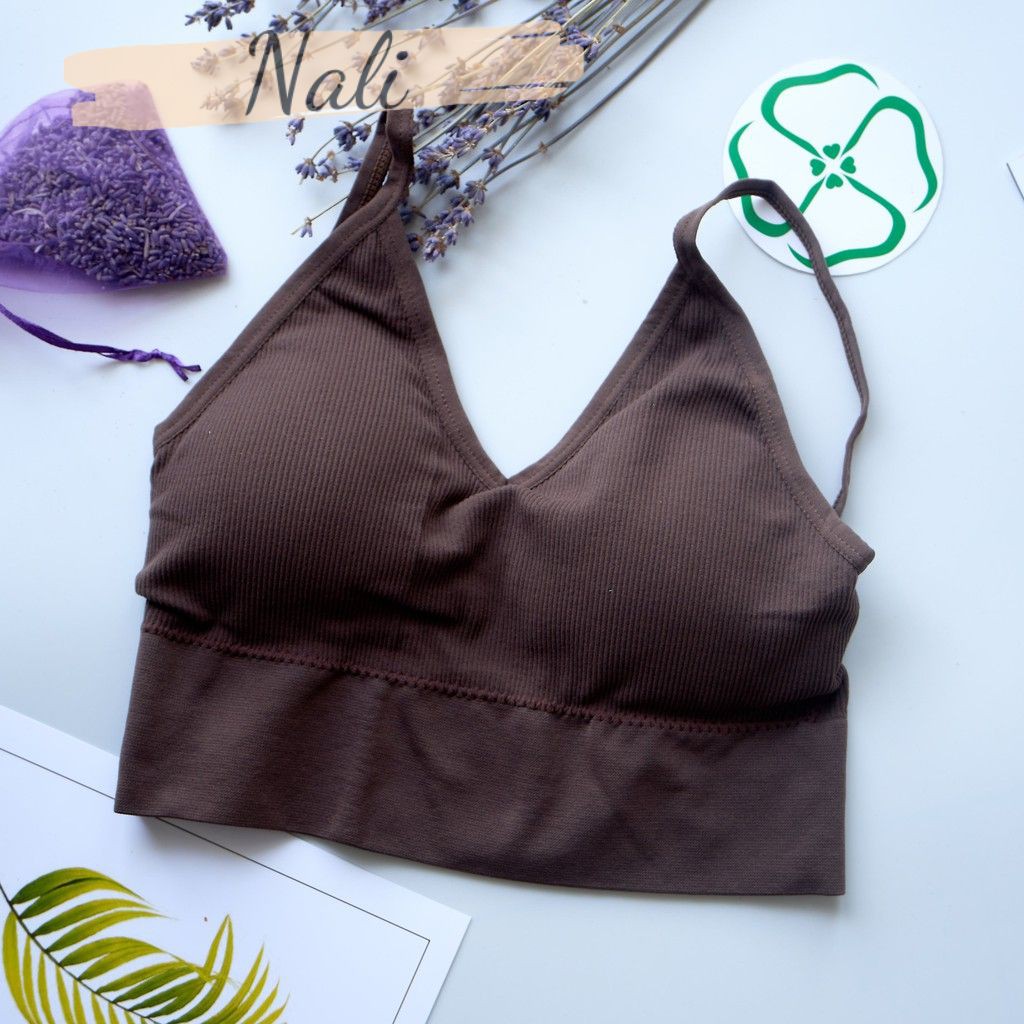 Áo bra thun len tăm, áo bra hở vai khoét lưng chữ u tập gym yoga NL016 | BigBuy360 - bigbuy360.vn