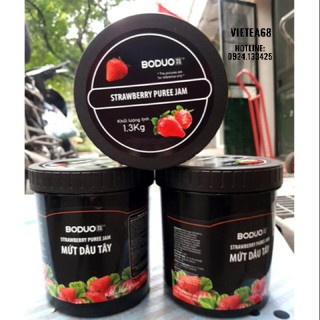 Mứt sốt Dâu tây Boduo pha trà sữa, trà trái cây hộp 1,3kg