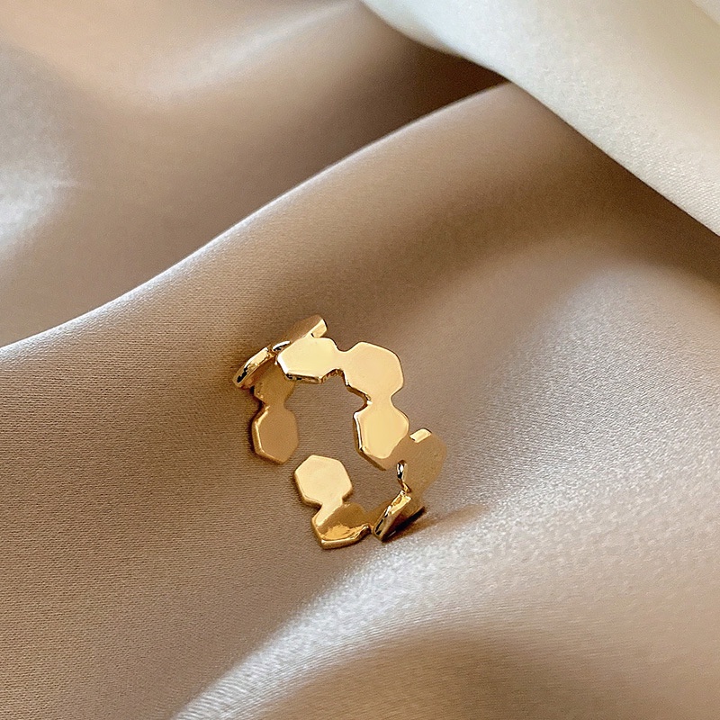 Nhẫn Đeo Tay Kim Loại Mặt Lục Giác Thời Trang Hàn Quốc