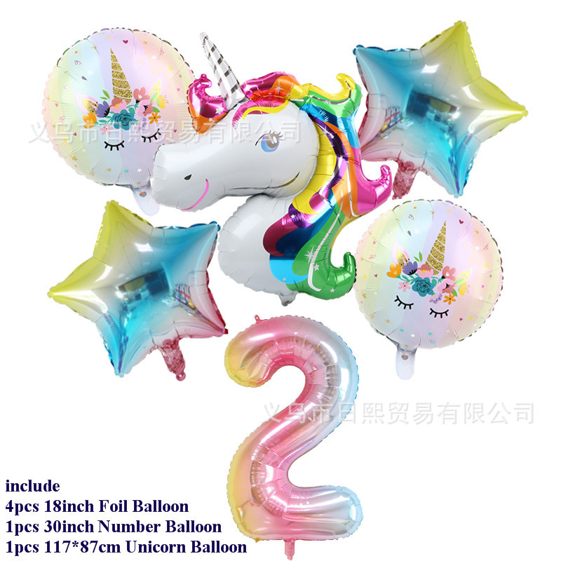 Set 6 Bong Bóng Hình Kỳ Lân 32inch Dùng Để Trang Trí Tiệc Sinh Nhật